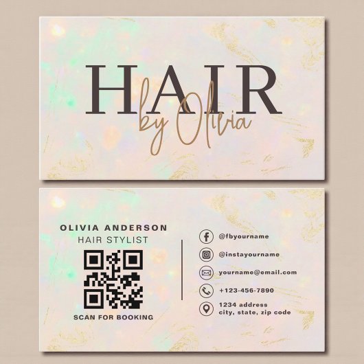 オパールQRコード ヘアスタイリスト モダン 名刺