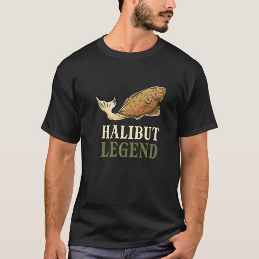 オヒョウの伝説の釣果 釣り 漁師 オヒョウ Tシャツ (正面)