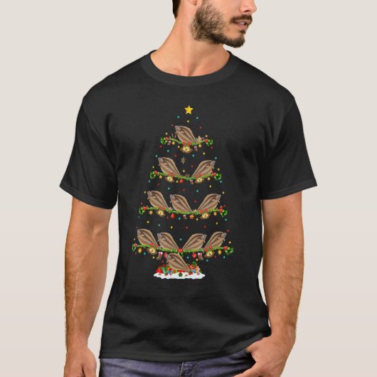 オヒョウの魚のライト付きサンタのクリスマス Tシャツ (正面)