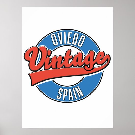 オビエド スペイン ビンテージ スタイル ロゴ Tシャツ ポスター (正面)
