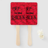 オフにレースレッドフローラ ハンドファン (正面&裏面)