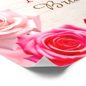 オフに祭壇赤いバラのブライダルシャワー標識 ポスター (角)