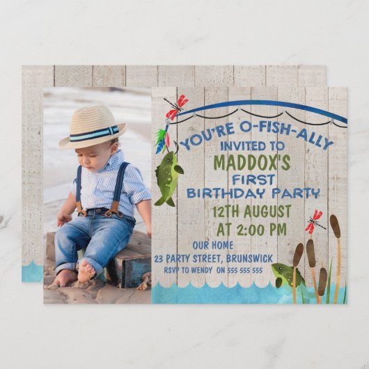 オフィシャリ招待されー第1の誕生日招待状 招待状 (正面/裏面)