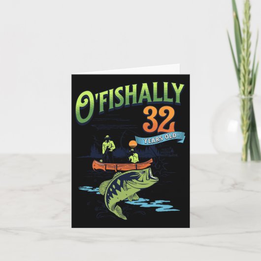 オフィシャリ32歳魚釣りテーマ32番目誕生日 カード (正面)