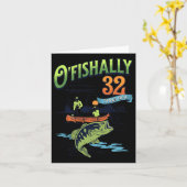 オフィシャリ32歳魚釣りテーマ32番目誕生日 カード (黄色い花)