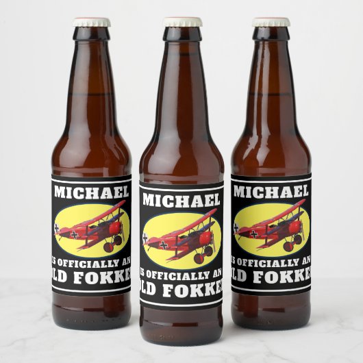 オフィシャルおもしろいオールドフォッカーオーバーザヒル誕生日 ビールラベル (ボトル)