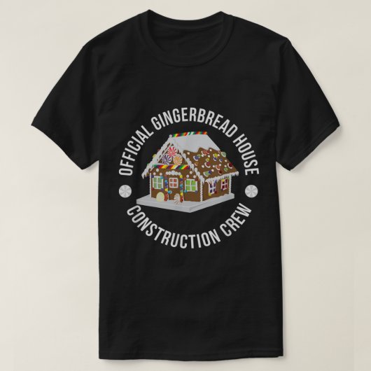 オフィシャルおもしろいジンガーブレッドハウス建築クルー Tシャツ (デザイン正面)