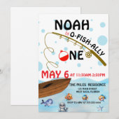 オフィシャルにフィッシング1歳の誕生日 招待状 (正面/裏面)