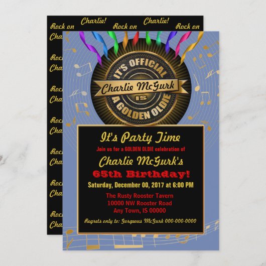 オフィシャルゴールデンオルディパーティの招待状 招待状 (正面/裏面)