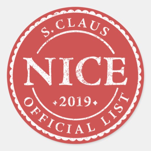 オフィシャルサンタニースリストホリデークリスマス ラウンドシール (正面)