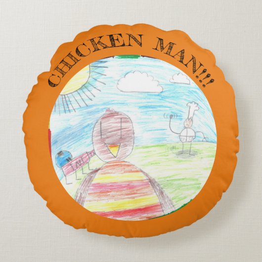 オフィシャルチキンマン漫画装飾用クッション ラウンドクッション (正面)