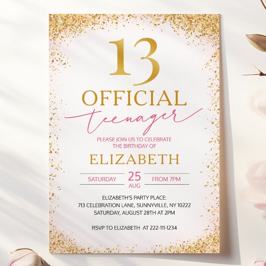 オフィシャル10代の若者ガール13th誕生日 招待状