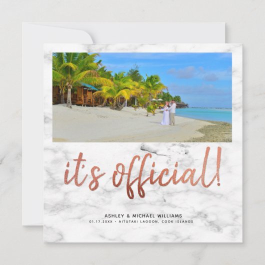 オフィシャル カッパー4 フォト スクエア マーブル ウェディング 招待状 (正面)