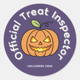 オフィシャル トリート インスペクター かわいいパンプキン ハロウィン ラウンドシール