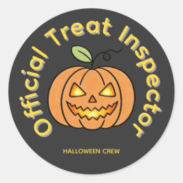 オフィシャル トリート インスペクター かわいいパンプキン ハロウィン ラウンドシール