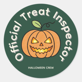 オフィシャル トリート インスペクター かわいいパンプキン ハロウィン ラウンドシール