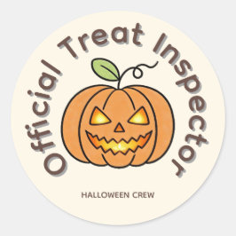 オフィシャル トリート インスペクター かわいいパンプキン ハロウィン ラウンドシール