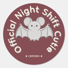 オフィシャル・ナイト・シフト・キューティー かわいいコウモリ ハロウィン ラウンドシール