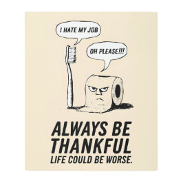 オフィスおもしろいユーモア：歯ブラシとトイレ紙アート メタルプリント