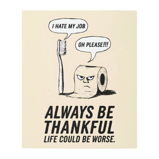 オフィスおもしろいユーモア：歯ブラシとトイレ紙アート メタルプリント (正面)