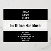 オフィスが白黒金ゴールドはがき 箔招待状ポストカード (正面)