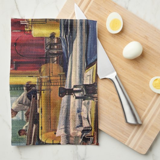 オフィスで作業する設計者、ヴィンテージビジネス キッチンタオル (四つ折り)