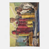 オフィスで作業する設計者、ヴィンテージビジネス キッチンタオル (縦)