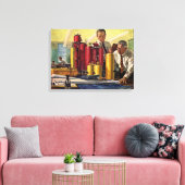 オフィスで作業する設計者、ヴィンテージビジネス キャンバスプリント (インサイチュ (リビング))