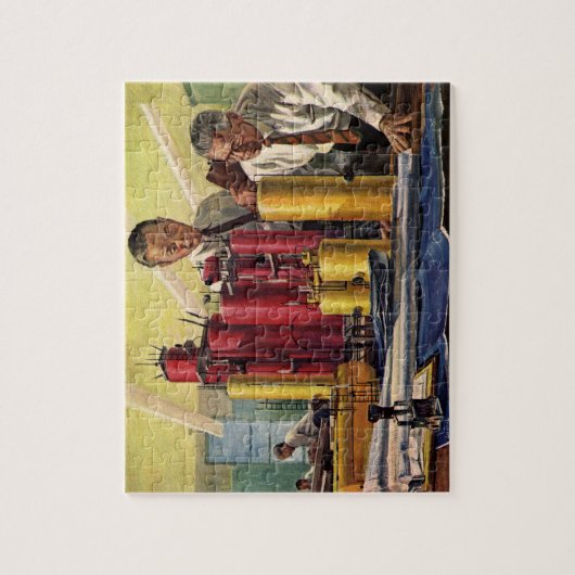 オフィスで作業する設計者、ヴィンテージビジネス ジグソーパズル (縦)