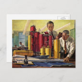 オフィスで作業する設計者、ヴィンテージビジネス ポストカード (正面/裏面)