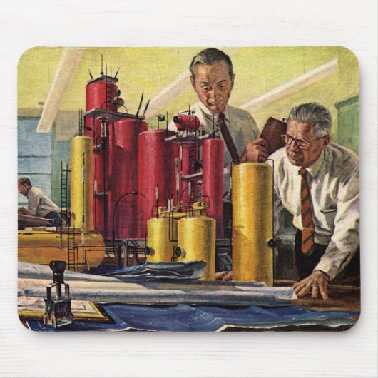 オフィスで作業する設計者、ヴィンテージビジネス マウスパッド (正面)