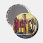 オフィスで作業する設計者、ヴィンテージビジネス マグネット (正面/裏面)