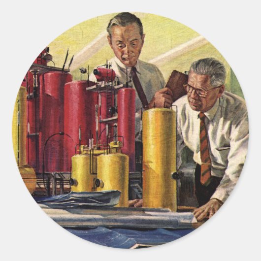 オフィスで作業する設計者、ヴィンテージビジネス ラウンドシール (正面)