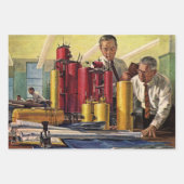 オフィスで作業する設計者、ヴィンテージビジネス ラッピングペーパーシート (正面)