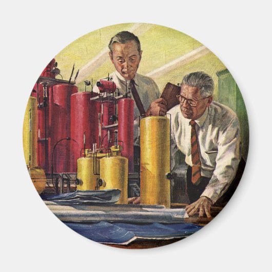 オフィスで働く建築家たち、ヴィンテージ ビジネス マグネット (正面)