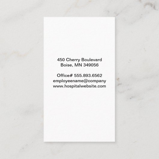 オフィスで微笑む若い女性医師 名刺 (裏面)