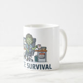 オフィスで生き残れ "Survie Au Bureau" 面白い仕事のユーモア コーヒーマグカップ (正面右)