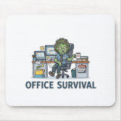 オフィスで生き残れ "Survie Au Bureau" 面白い仕事のユーモア マウスパッド (正面)