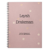 オフィスと学校のピンクのジャーナルと金ゴールド星 ノートブック (正面)