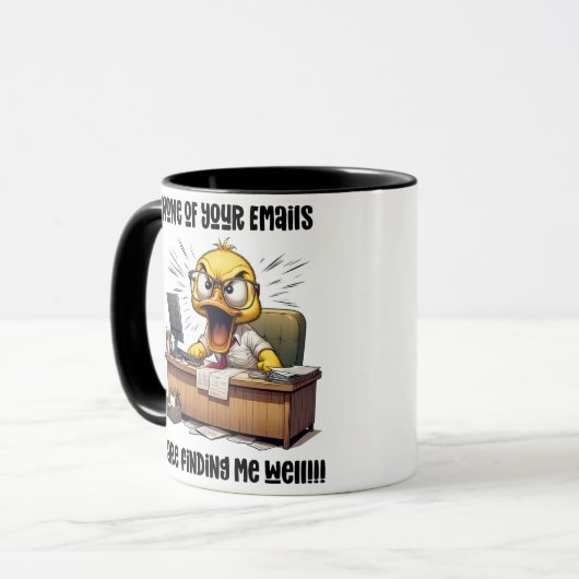 オフィスにユーモアを追加するのに最適 – コーおもしろいヒー マグカップ (正面左)