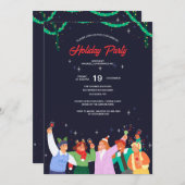 オフィスのクリスマスパーティー 招待状 (正面/裏面)