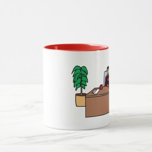 オフィスのスーパーヒーロー-名前入りな漫画のマグ マグカップ (中央)