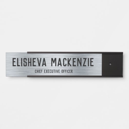 オフィスのドア名のプレート記号 – シルバーとブラック サインプレート (正面)