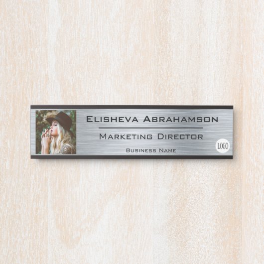 オフィスのドア名プレートのサイン – シルバーフォト写真 サインプレート (正面)