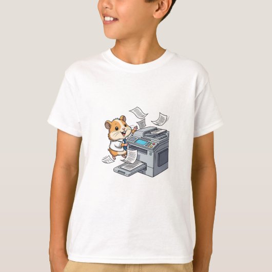 オフィスのハムスターカオスプリンター キッズ Tシャツ (正面)