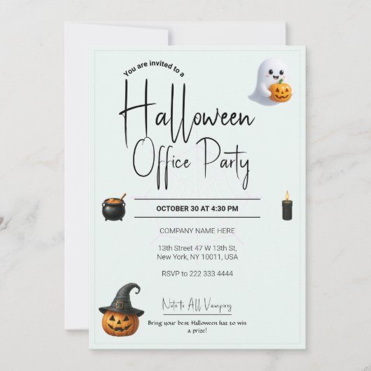 オフィスのハロウィン招待状 & 招待状テンプレート 招待状 (正面)