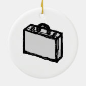 オフィスのブリーフケースか旅行者のスーツケース。 スケッチ セラミックオーナメント (裏面)