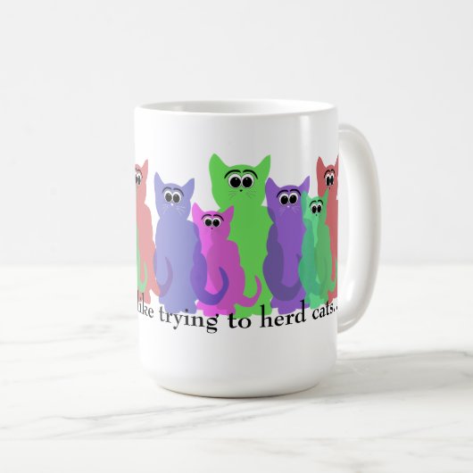 オフィスのマグ; ここに働くこと猫を集めることのように… コーヒーマグカップ (正面右)