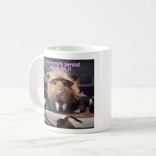 オフィスのユーモアモルモット恐怖がコーヒーカップを持続 コーヒーマグカップ (正面左)
