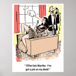 オフィスのユーモア、デスクでの仕事、浮気の夫 ポスター